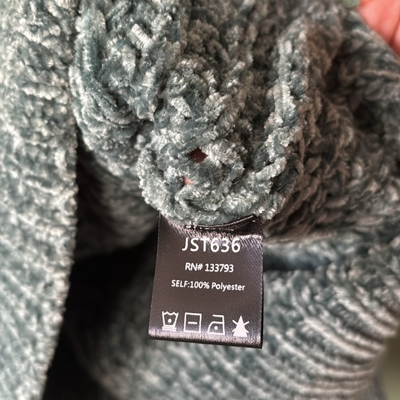 Women’s Sz M green Pol Anthropologie vneck chunky knit casual pullover sweater - Picture 8 of 9